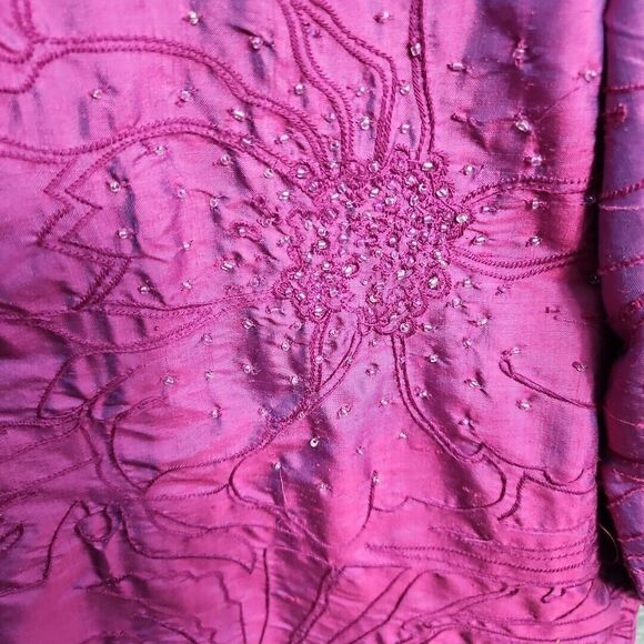 Chico's Design Sz XL Silk Blouse Reflective Pink Beaded Embroidery - Picture 2 of 13